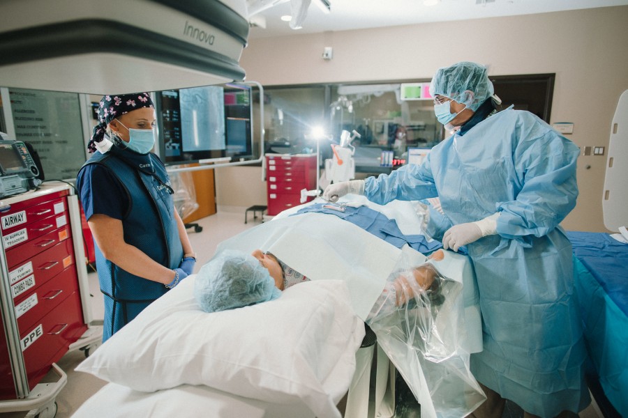 Medical professional talking to patient